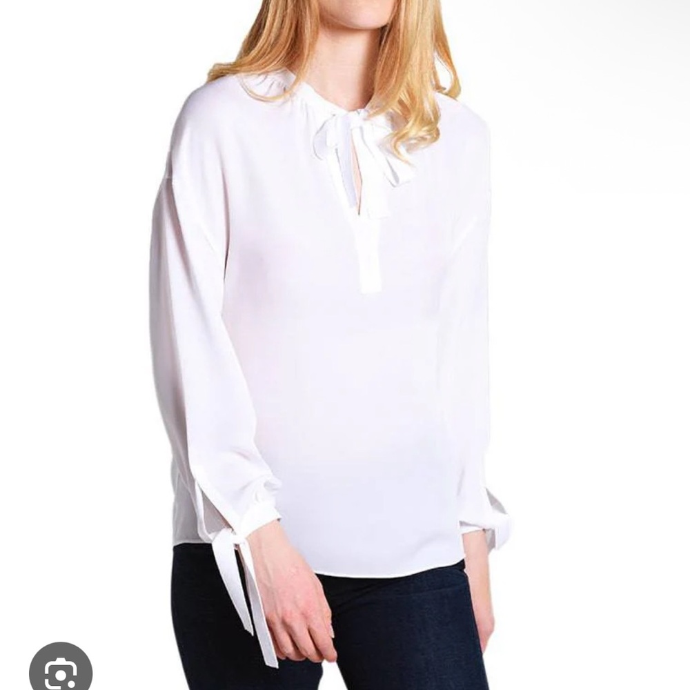 Vince Silk Poet Blouse - Size XS, White
